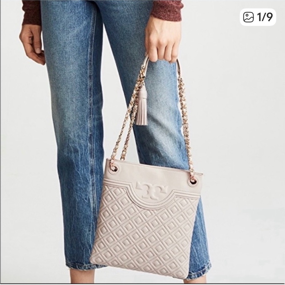 Tory Burch Cream Fleming Swingpack Quilted Bag